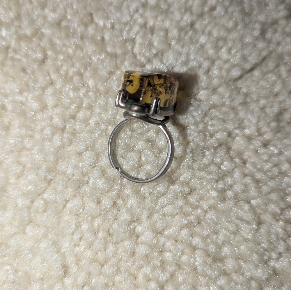 Amber silver ring adjustable aize - Picture 5 of 8